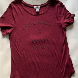 Live well and travel often burgundy old navy tee